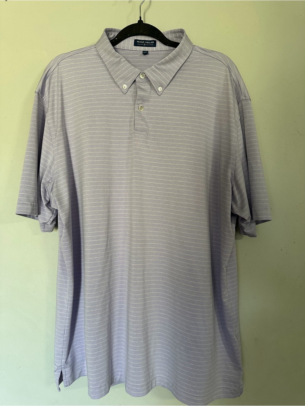 Peter Millar Lavender Striped Button-Down Polo